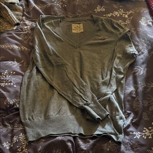 Abercrombie & Fitch Olive Green V-Neck Sweater